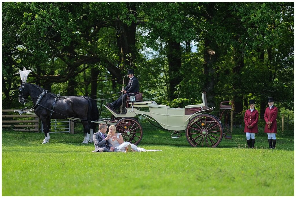 wedding in wales west midlands wedding photography horse and cart